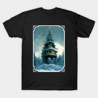 Pine Tree House In Winter | Christmas Tree T-Shirt